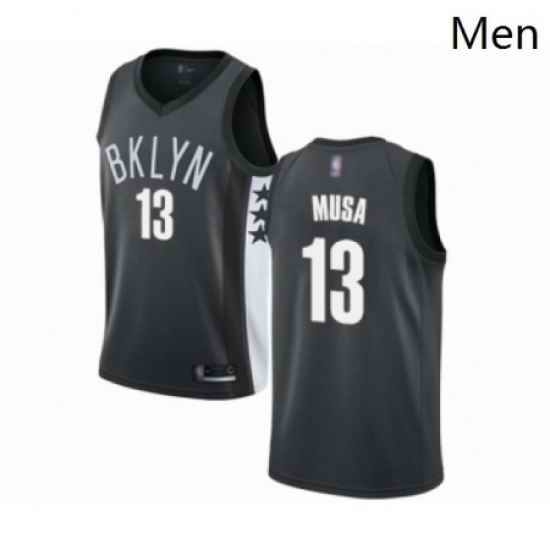 Mens Brooklyn Nets 13 Dzanan Musa Authentic Gray Basketball Jersey Statement Edition